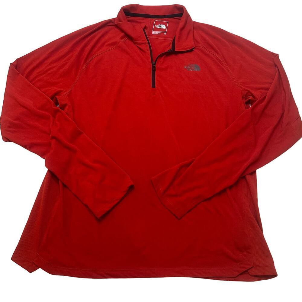 The North Face Red Quater zip pullover long sleeve top sz XL Men's long sleeve
